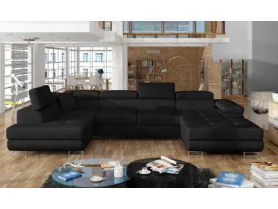 Detail produktu NABBI Rossano U L rohová sedačka u s rozkladom čierna (Sawana 14)