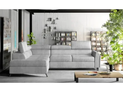 NABBI Korense L rohová sedačka s rozkladom a úložným priestorom svetlosivá (Monolith 84)