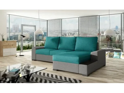 NABBI Nettuno P rohová sedačka s rozkladom a úložným priestorom svetlomodrá / sivá