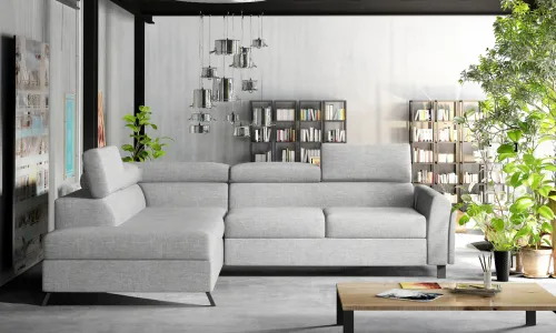 NABBI Korense L rohová sedačka s rozkladom a úložným priestorom svetlosivá (Sawana 21)