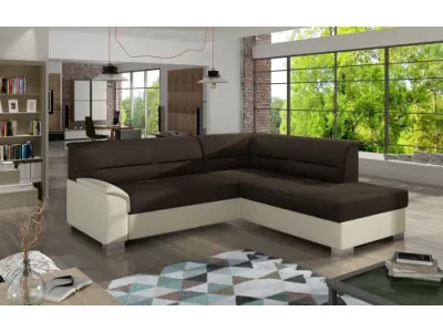 Detail produktu NABBI Balmi P rohová sedačka s rozkladom a úložným priestorom tmavohnedá / béžová