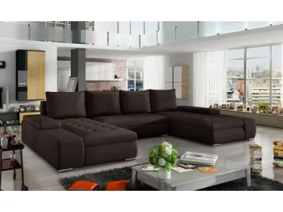 NABBI Melfi L/P rohová sedačka u s rozkladom a úložným priestorom tmavohnedá