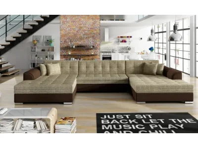 NABBI Valver U L/P rohová sedačka u s rozkladom cappuccino / tmavohnedá