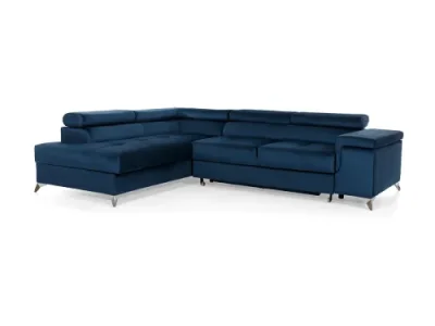 Detail produktu NABBI Enna L rohová sedačka s rozkladom a úložným priestorom tmavomodrá