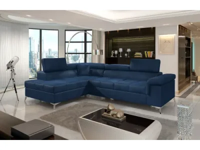 NABBI Enna L rohová sedačka s rozkladom a úložným priestorom tmavomodrá