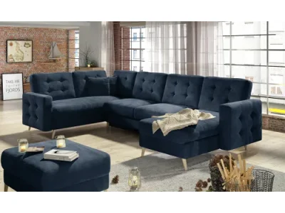 NABBI Aveza U L/P rohová sedačka u s rozkladom tmavomodrá