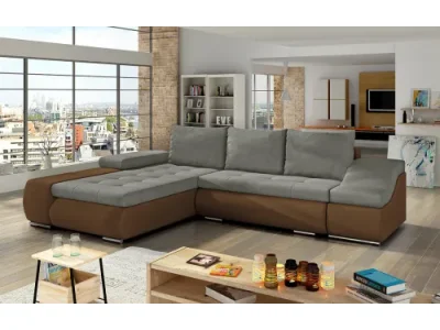 Detail produktu NABBI Oristano L rohová sedačka s rozkladom a úložným priestorom béžová / hnedá