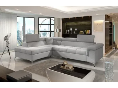 Detail produktu NABBI Enna L rohová sedačka s rozkladom a úložným priestorom svetlosivá (Sawana 21)