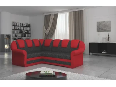 NABBI Latino II L rohová sedačka s rozkladom a úložným priestorom čierna / červená