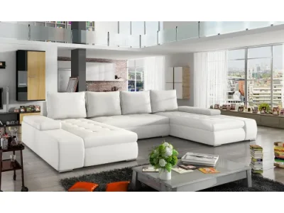 NABBI Melfi L/P rohová sedačka u s rozkladom a úložným priestorom biela