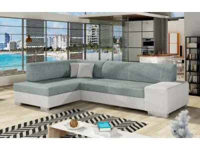 NABBI Ferol L rohová sedačka s rozkladom a úložným priestorom mentolová / biela