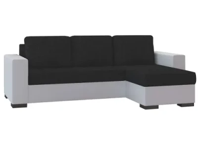 Detail produktu NABBI Novara L/P rohová sedačka s rozkladom a úložným priestorom čierna (Sawana 14) / biela (Soft 17)