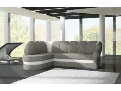 NABBI Belluno L rohová sedačka s rozkladom a úložným priestorom sivá / biela