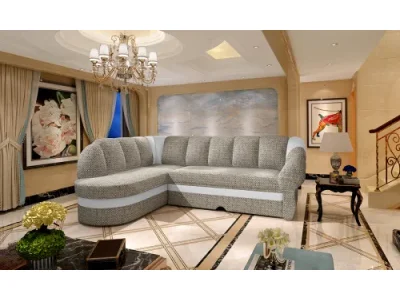 Detail produktu NABBI Belluno L rohová sedačka s rozkladom a úložným priestorom sivá / biela