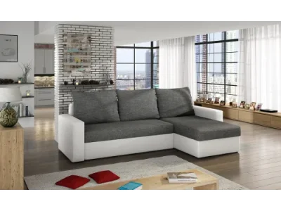 NABBI Lucca L/P rohová sedačka s rozkladom a úložným priestorom sivá (Sawana 05) / biela (Soft 17)