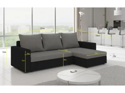 Detail produktu NABBI Lucca L/P rohová sedačka s rozkladom a úložným priestorom sivá (Sawana 05) / biela (Soft 17)