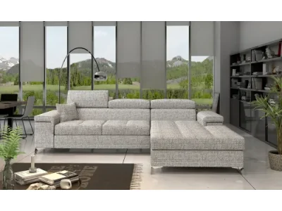 NABBI Rosino P rohová sedačka s rozkladom a úložným priestorom sivá