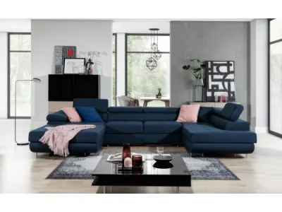 NABBI Rossano U P rohová sedačka u s rozkladom tmavomodrá