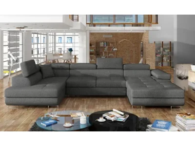 Detail produktu NABBI Rossano U L rohová sedačka u s rozkladom tmavosivá