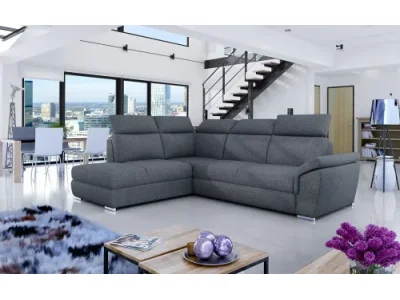 NABBI Leren L rohová sedačka s rozkladom a úložným priestorom tmavosivá (Inari 96)