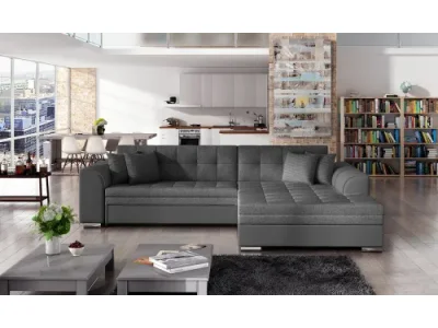 NABBI Salerno P rohová sedačka s rozkladom tmavosivá / sivá