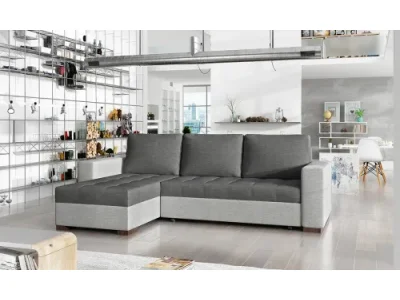 NABBI Novara L/P rohová sedačka s rozkladom a úložným priestorom sivá / svetlosivá