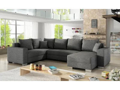 NABBI Mariano L rohová sedačka u s rozkladom a úložným priestorom sivá (Sawana 05)