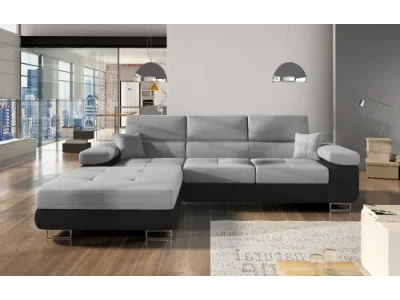 NABBI Alkazar L rohová sedačka s rozkladom a úložným priestorom svetlosivá (Monolith 84) / čierna (Monolith 97)