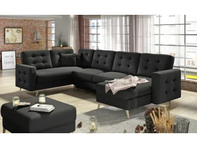 Detail produktu NABBI Aveza U L/P rohová sedačka u s rozkladom čierna (Sawana 14)