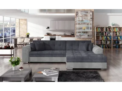 Detail produktu NABBI Salerno P rohová sedačka s rozkladom tmavosivá / svetlosivá