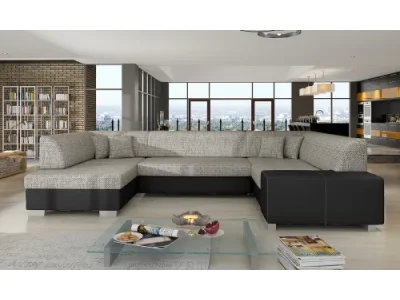 NABBI Halvega P rohová sedačka u s rozkladom a úložným priestorom sivá (Berlin 01) / čierna (Soft 11)