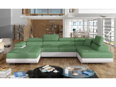 NABBI Rossano U P rohová sedačka u s rozkladom mentolová / biela