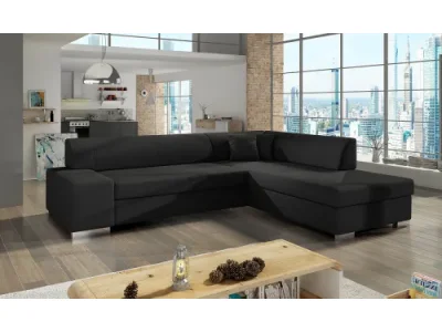 NABBI Pinero P rohová sedačka s rozkladom a úložným priestorom čierna (Sawana 14)