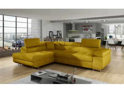 NABBI Almero L rohová sedačka s rozkladom a úložným priestorom žltá