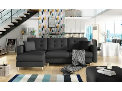 NABBI Aveza L/P rohová sedačka s rozkladom a úložným priestorom čierna (Sawana 14)