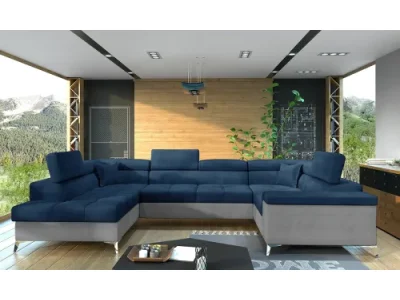 NABBI Torres U P rohová sedačka u s rozkladom a úložným priestorom tmavomodrá / svetlosivá