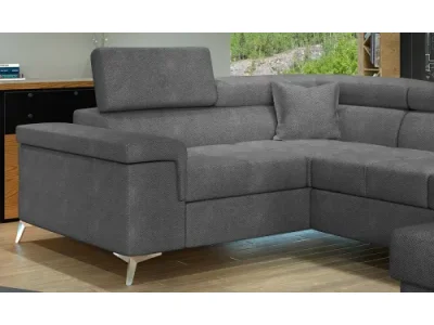 Detail produktu NABBI Torres U L rohová sedačka u s rozkladom a úložným priestorom svetlosivá / biela