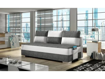 NABBI Adria rozkladacia pohovka s úložným priestorom čierna (Berlin 02) / biela (Soft 17)