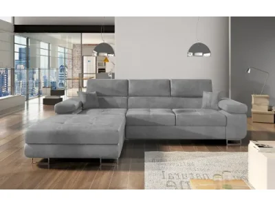 NABBI Alkazar L rohová sedačka s rozkladom a úložným priestorom svetlosivá (Monolith 84)