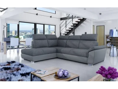 Detail produktu NABBI Leren L rohová sedačka s rozkladom a úložným priestorom tmavosivá / sivá