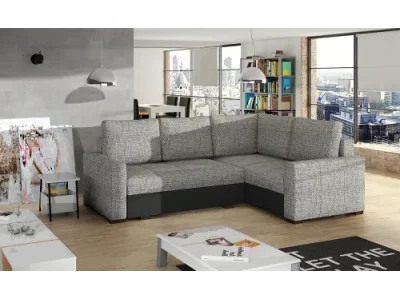 NABBI Castelo P rohová sedačka s rozkladom a úložným priestorom sivá / čierna