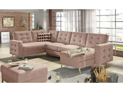 NABBI Aveza U L/P rohová sedačka u s rozkladom ružová (Omega 91) / vzor (Zigzak 60)