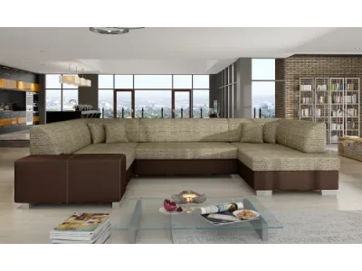 NABBI Halvega L rohová sedačka u s rozkladom a úložným priestorom cappuccino / tmavohnedá