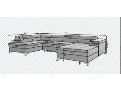 Detail produktu NABBI Enrico U P rohová sedačka u s rozkladom a úložným priestorom tmavozelená / svetlosivá