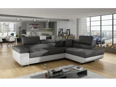 NABBI Almero P rohová sedačka s rozkladom a úložným priestorom sivá / biela