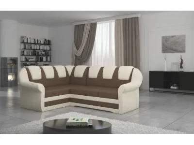 NABBI Latino II L rohová sedačka s rozkladom a úložným priestorom hnedá / béžová