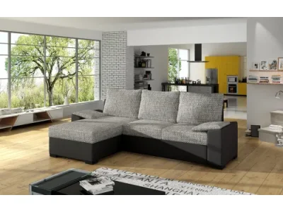 NABBI Linzo L/P rohová sedačka s rozkladom a úložným priestorom sivá / čierna