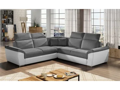 NABBI Feraro L/P rohová sedačka s rozkladom a úložným priestorom sivá (Sawana 05) / biela (Soft 17)