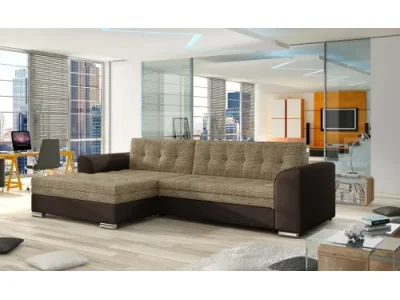 NABBI Caltanis L rohová sedačka s rozkladom cappuccino / tmavohnedá