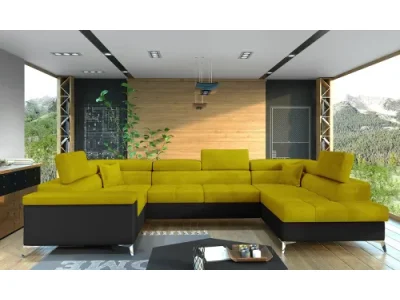 NABBI Torres U L rohová sedačka u s rozkladom a úložným priestorom žltá / čierna